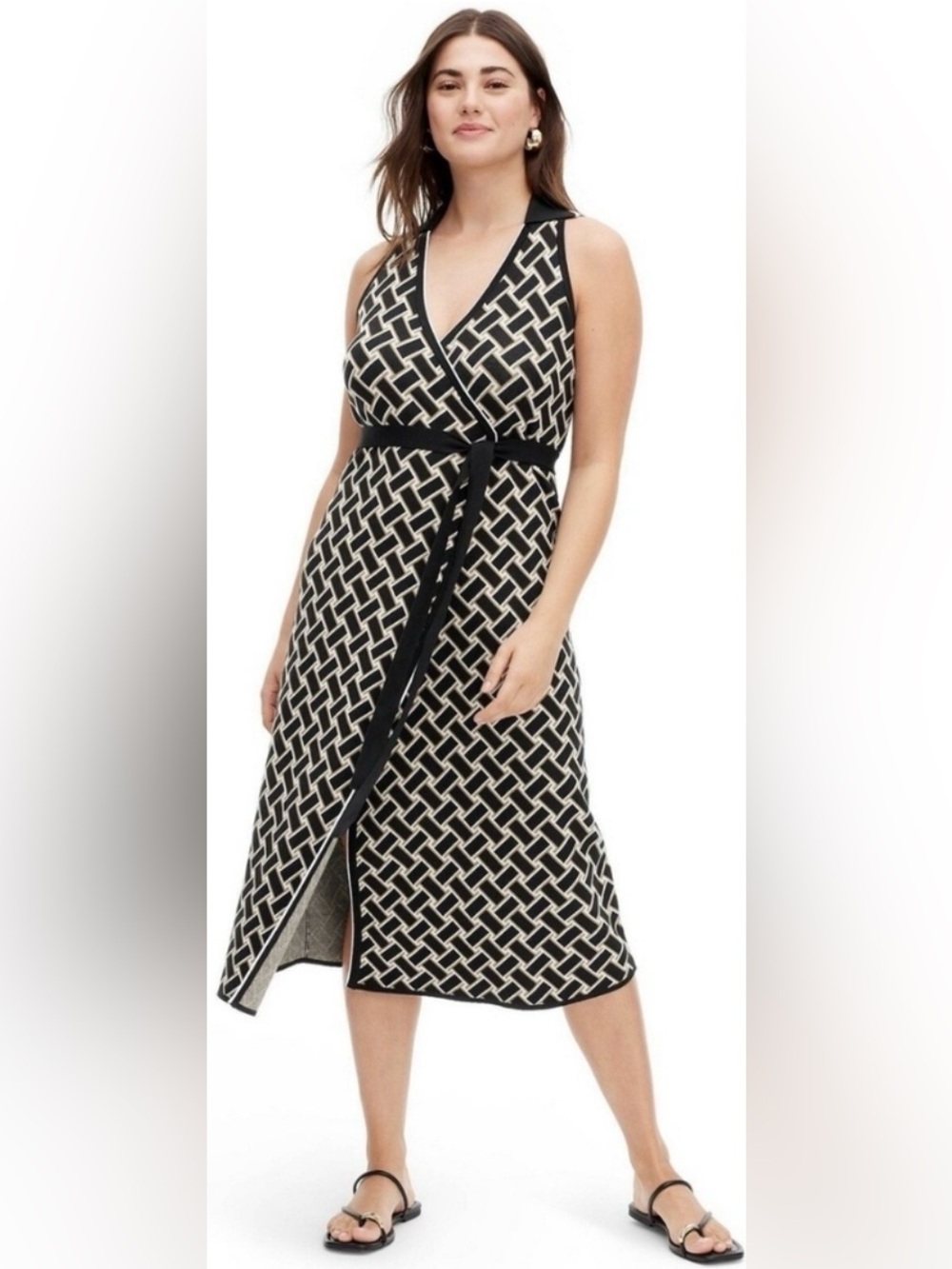 Diane von Furstenberg for Target Vintage Weave Collared Wrap Midi Dress M NWOT - Picture 6 of 16